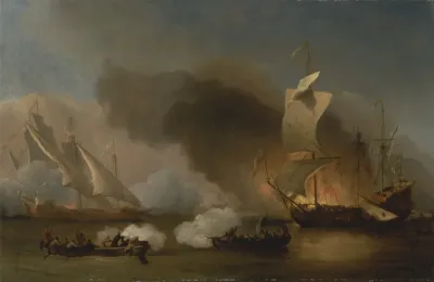 An Action Off The Barbary Coast With Galleys And English Ships