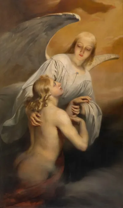 An Angel Brings The Dead Body Of Abel To Heaven