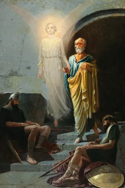 An Angel Frees Peter From The Dungeon