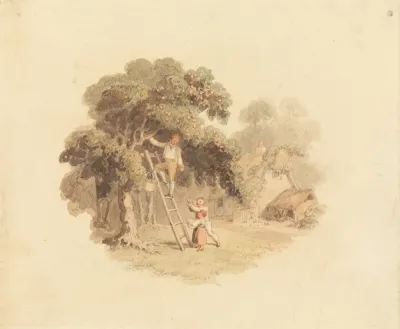 An Apple Tree Near A Cottage