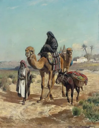 An Arab Traveler And His Wife