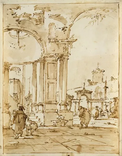 An Architectural Capriccio With Classical Ruins