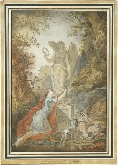An Artist Adoring A Statue Of Virtue