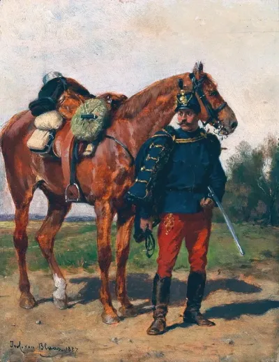 An Austrian Hussar And His Horse