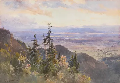 An Der Benediktenwand Blick Auf Schlehdorf Und Den Kochelsee