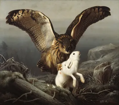 An Eagle Owl Seizes A Hare