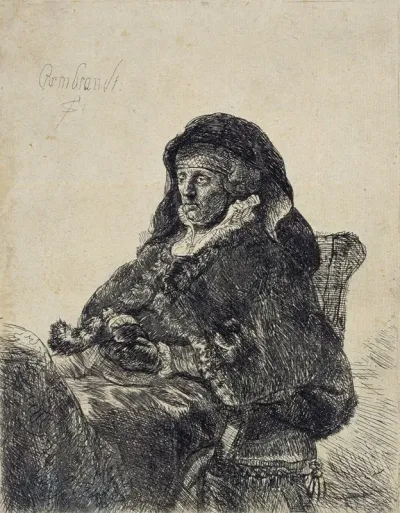 An Elderly Woman In Widows Dress And Black Gloves