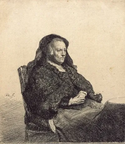 An Elderly Woman Rembrandts Mother Seated At A Table