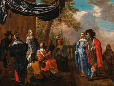 An Elegant Company On A Terrace