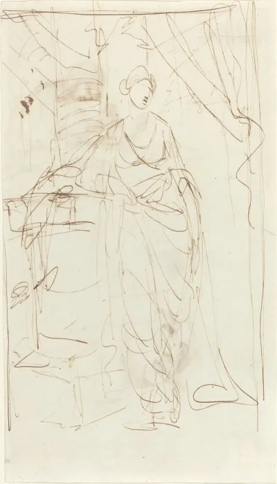 An Elegant Lady In Classical Dress Recto