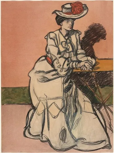 An Elegant Parisienne Seated In A Cafe