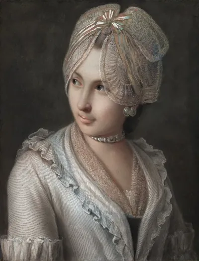 An Elegant Young Lady With A Lace Cap