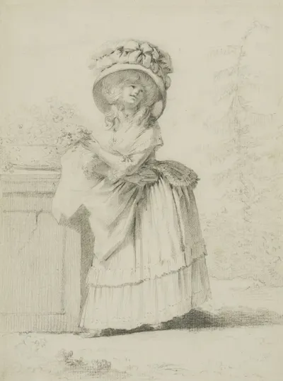 An Elegant Young Woman In A Garden