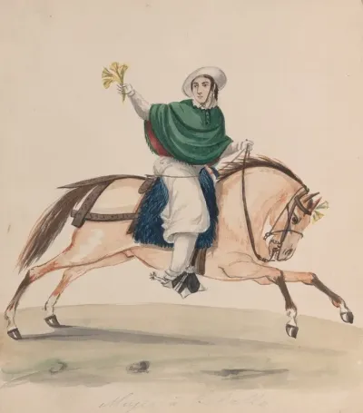An Elegantly Dressed Woman On Horseback 2