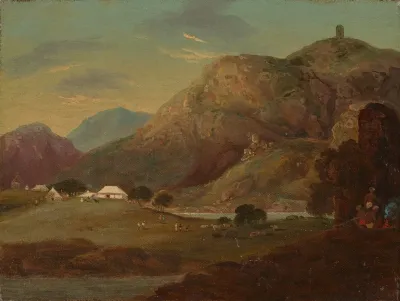 An Encampment By A River At Dusk