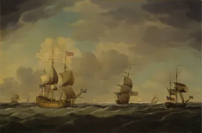 An English Flagship Under Easy Sail In A Moderate Breeze