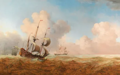 An English Man O War In Choppy Waters