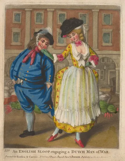 An English Sloop Engaging A Dutch Man Of War