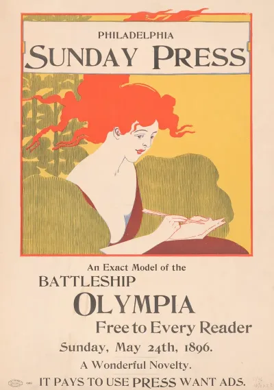 An Exact Model Of The Battleship Olympia Free To Every Reader Sunday May 24th 1896
