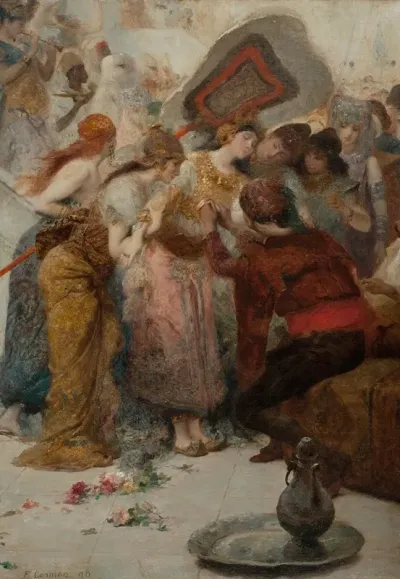 An Exotic Woman And Her Attendants