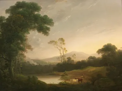 An Extensive Italianate Landscape With A Drover