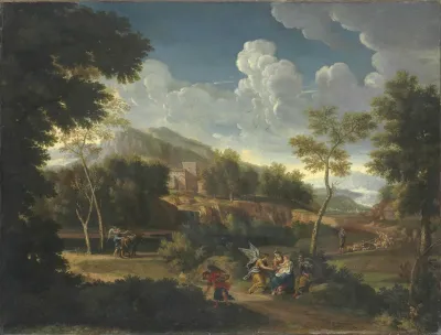 An Extensive Landscape With The Rest On The Flight Into Egypt