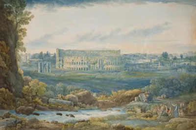 An Extensive View Of The Colosseum And The Arch Of Constantine With Figures In The Foreground