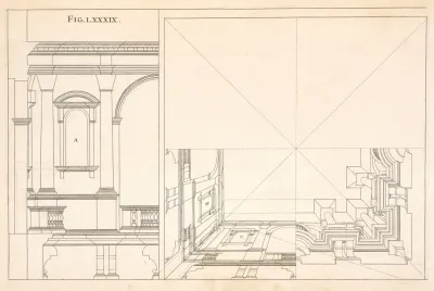 An Horizontal Projection Of Architecture In A Square Ceiling