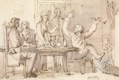 An Illustration To Rob Roy Interior With A Party Drinking
