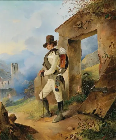 An Imperial And Royal Infantryman Before A Ruin