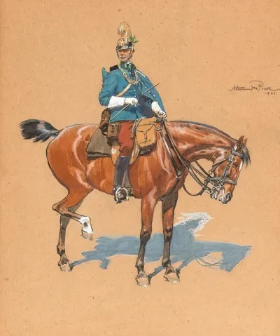 An Imperial Royal Dragoon On Horseback