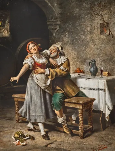 An Impetuous Cavalier In A Wine Cellar