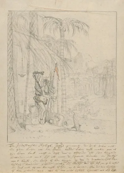 An Indian Yogi Tied To A Palm Tree