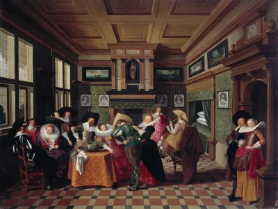 An Interior With Ladies And Cavaliers