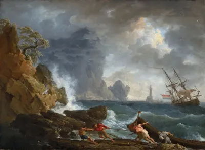 An Italian Harbour In Stormy Weather