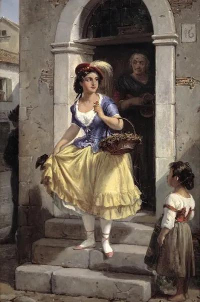 An Italian Woman In The Way To The Carnival