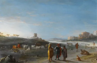 An Italianate Landscape With An Unidentified Subject From The Old Testament