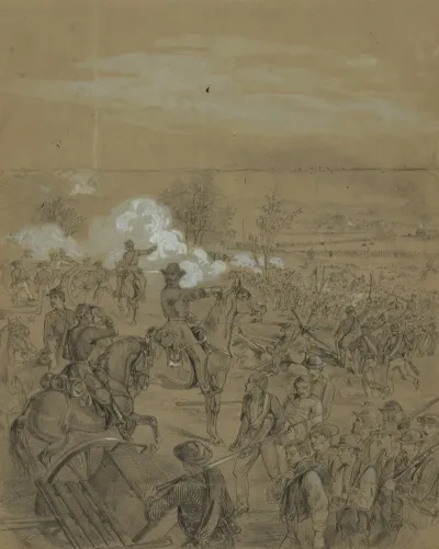 An Officer Directing His Troops Into Battle