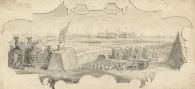 An Officer Upon A Rampart Directing The Bombardment Of A Distant Town