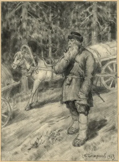 An Old Coachman From A Horse Train On The Great Siberian Road Near Irkutsk