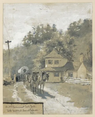 An Old Government Toll Gate With Westward Bound Express