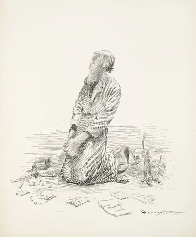 An Old Man On His Knees Praying