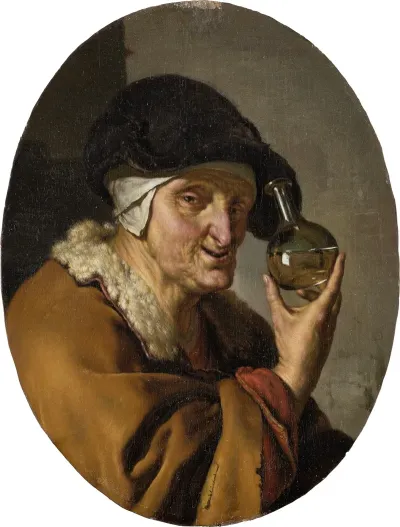 An Old Woman With Urine Glass The Quack