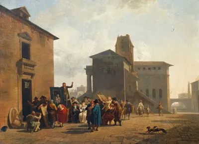 An Open Air Auction In A Town Square