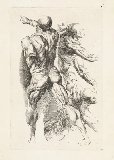 Anatomical Study Of Three Figures With Outstretched Arms