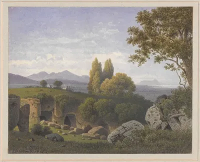 Ancient Caves Against The Background Of The Monti Sabini Near Rome