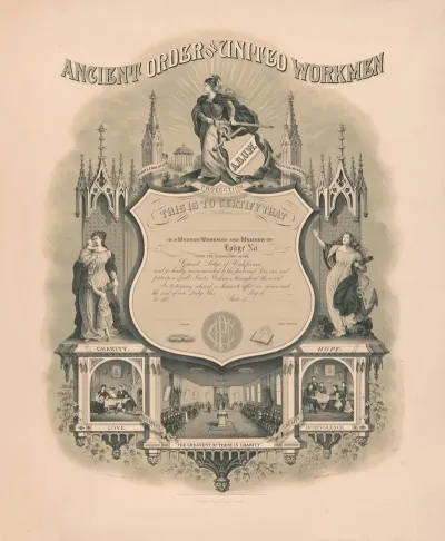 Ancient Order Of United Workmen Purity Education Elevation Of Mankind