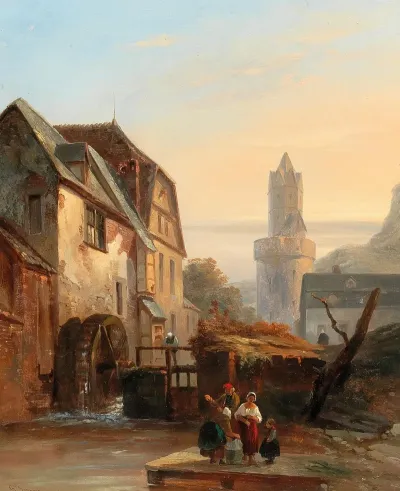 Andernach On The Rhine Washerwomen By The Mill