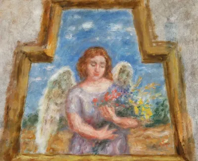 Angel With A Handful Of Grain Ears And Flower