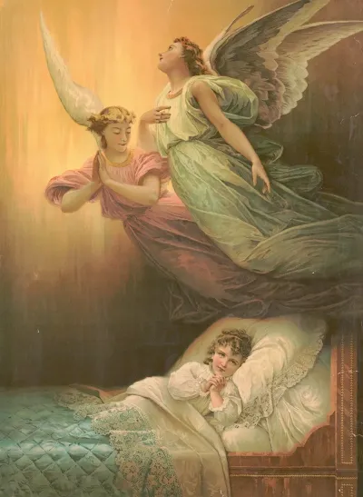 Angels And Little Girl Praying